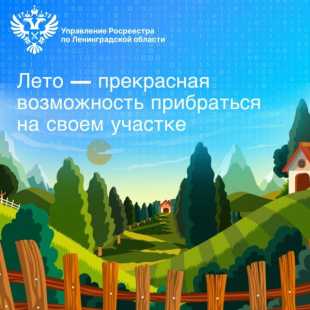 Росреестр Ленобласти напомнил о том, что лето – прекрасная возможность прибраться на своем участке