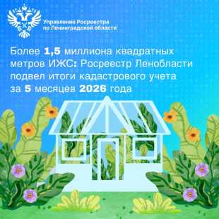 1,5 миллиона квадратных метров ИЖС: Росреестр Ленобласти подвел итоги кадастрового учета за 5 месяцев 2026 года